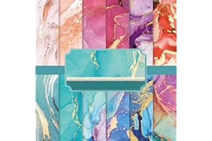 Bakermiche 24 fogli di carta per scrapbooking, 15 x 15 cm, motivo in marmo decorativo, carta per album su un solo lato per album di carta per diario di viaggio album fai da te