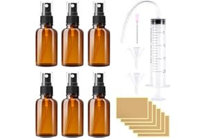 RYMALL Szklana Butelka z Rozpylaczem 30 ml, 6 szt., do Wielokrotnego Napełniania, z 9 Akcesoriami