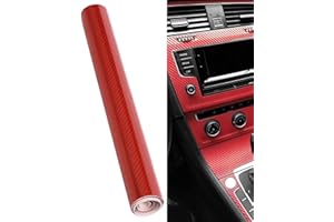 TPZORJX 1 rollo de lámina de carbono 7D, lámina para automóviles 150 x 30 cm, lámina autoadhesiva de vinilo para automóviles, lámina protectora de carbono para automóviles, lámina de fibra，Rouge