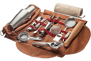 JINGLING JING LING Borsa da Viaggio per Barman, Set di Strumenti Portatile per Kit da Barista da Viaggio, Set di Shaker per Cocktail, Inclusa Tracolla per Un Facile Trasporto