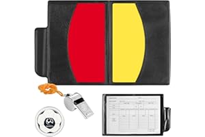 ZWQLZG Schiedsrichter Set Fussball, Gelbe Rote Karte Fußball, Schiedsrichter Pfeife Schlüsselband, Schiedsrichter Karten Mit Tasche Punktebuch, Fußballmünze Für Fussball Schultraining