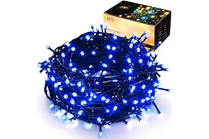 EPESL Luci di Natale 35M 320 LEDs Natalizie per Interno da Esterno, Funzione di Memoria con 8 Modalità Estensibile Stringa Luce Catene Luminose Decorazione per domestici Alberi Halloween Festa Nozze - Blu