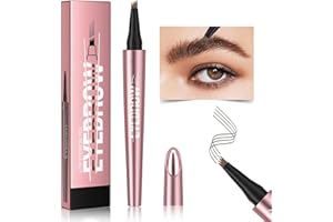 BAICAI Wasserdichter 3D Augenbrauenstift Mit 4 Gabelspitze Applikator,Neu Upgrade 2024 Wasserfester Augenbrauenstift,Magischer Augenbrauenstift für natürliches Make-up (#A-dark brown)