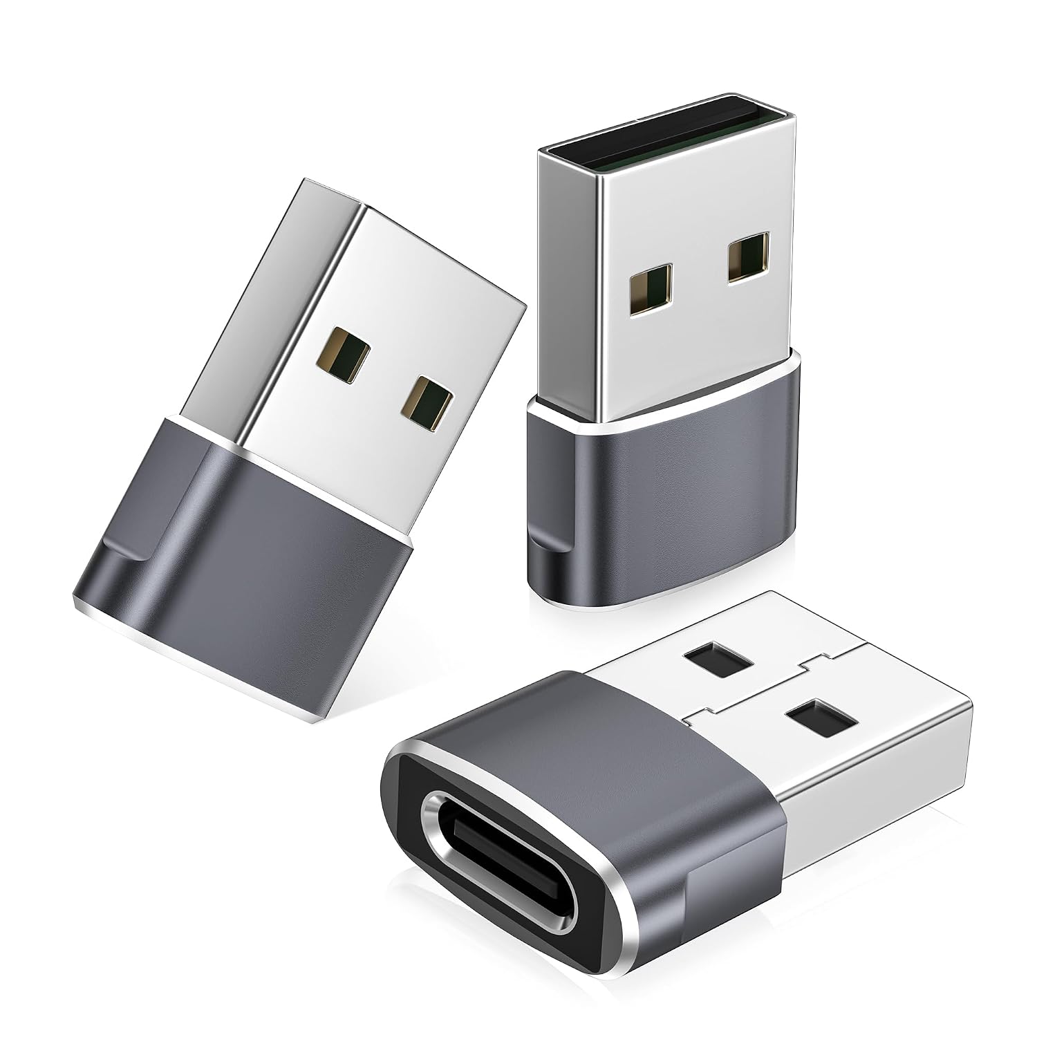 Basesailor USB auf USB C Adapter für iPhone 17 17e 16 Pro Max Plus Charger | Typ C Buchse zu USBA Stecker Ladegerät Netzteil 3 Stück für Apple 15 14,iPad 10 Mini 7 Air 6,Apple Watch 10 11,Samsung S26 25