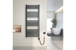 Heilmetz Scaldasalviette elettrico antracite 120x50 cm,Radiatore elettrico con termostato digitale e funzione Timer per asciugamani,Asciugatore elettrico per asciugamani,500 W