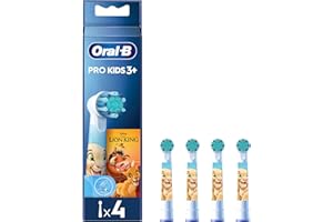 Oral-B Pro Kids Brossettes De Rechange Pour Enfants A Partir De 3 Ans, Pack De 4 Embouts Ronds, Têtes De Rechange ORIGINALES Conviennent Aux Brosses Electriques Oral B, Motif Roi Lion