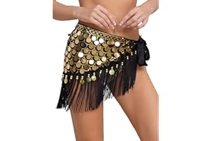Alvivi Jupe De Danse Orientale Femme Paillettes Ceinture Foulard De Danse du Ventre Scintillant Echarpe De Belly Dance Samba Costume Spectacle