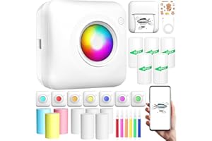 NLMWTI Mini Drucker, Fotodrucker für Smartphone, Tragbarer Mini Fotodrucker, Wireless Fotodrucker Thermodrucker mit Android & iOS mit 14 Rollen Papier für Journal, Reisen Logo, Notizen, Journal, List