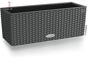 Lechuza – Pot de Fleurs d’Extérieur et d'Intérieur – Cottage Balconera – Réserve d'Eau Intégrée – Coloris Granit – 50 x 19 x 19 cm