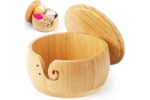 ‎COOPAY Coopay Groß Bambus Garnschale mit Deckel für Wolle, 21x 21x10cm Strickschale zum Häkeln & Stricken, Tragbarer Leicht Garnschüssel mit Löcher, Langlebig Garnschüssel für Häkel- und Strickprojekte