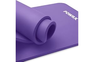 POWRX Tappetino Fitness Antiscivolo 190 x 60, 80, 100 cm - Ideale per Yoga, Pilates e Ginnastica - Extra Morbido e Spessore da 1,5 cm o 1 cm - Ecocompatibile con Tracolla e Sacca Trasporto + Poster
