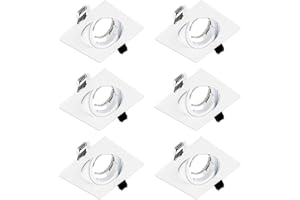 SEBSON 6x Foco empotrable Techo cuadrado incl. GU10 casquillo (LED/Halógeno) - Orificio de montaje ø82mm, 95x95x32mm, orientable, aluminio blanco
