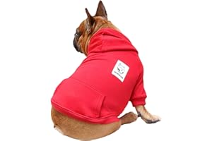 iChoue French Bulldog Frenchie Clothes Hoodies For Dogs Pug English Boston Terrier Bully Pitbull Corgi Sweatshirt Sweater Clothing - Dark Red/Large