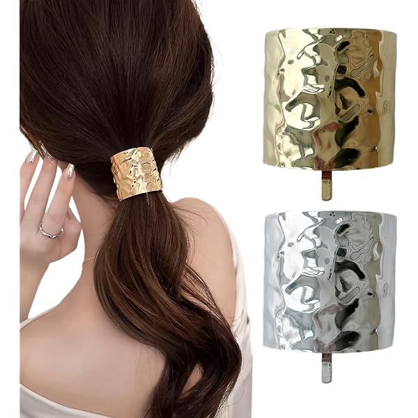 4er-Set Haargummis Mit Metallring – Elastisch, Für Dicke & Dünne Haare, Gold & Silber