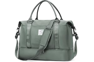 HPLQQ Grande Borsone da Viaggio Donna Bagaglio a Mano, Borsa Sportiva Borsone da Palestra con Scomparto per le Scarpe, Borsa da Weekend, Ospedale Parto, Danza, 50L,A04-Verde Militare
