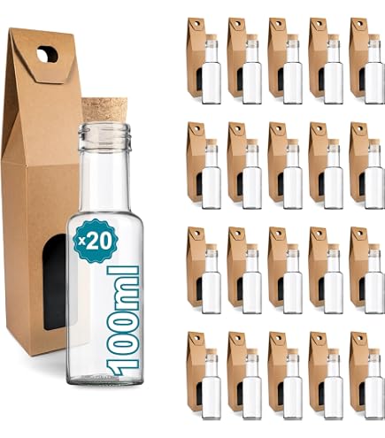16 mini bottiglie in vetro 100 ml con tappo a vite PP24