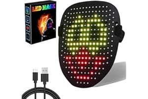Dufuso LED Maske für Halloween/Karneval/Party, Glow Led Maske Halloween Kostüm Herren/Damen/Kinder Cosplay, mit Gesten-Sensor/50 Maskenbilder, Verstellbare Träger für alle Gesichtsgrößen