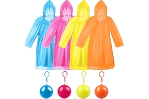 Vergissmeinnicht 4 Pieces Adult Raincoats Disposable Raincoat Ball Easy Carry Keyring Ball Raincoat Emergency Raincoats Poncho Rainwear for Hiking Camping Travel Outdoor
