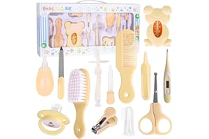 Set per la Cura del Bambino, RoseFlower 13 Pezzi Kit Neonato Accessori Bagnetto Neonati baby grooming BabyCare con Pettine, Spazzolino da Denti, Dispositivo di Aspirazione Nasale per Asilo e Viaggi