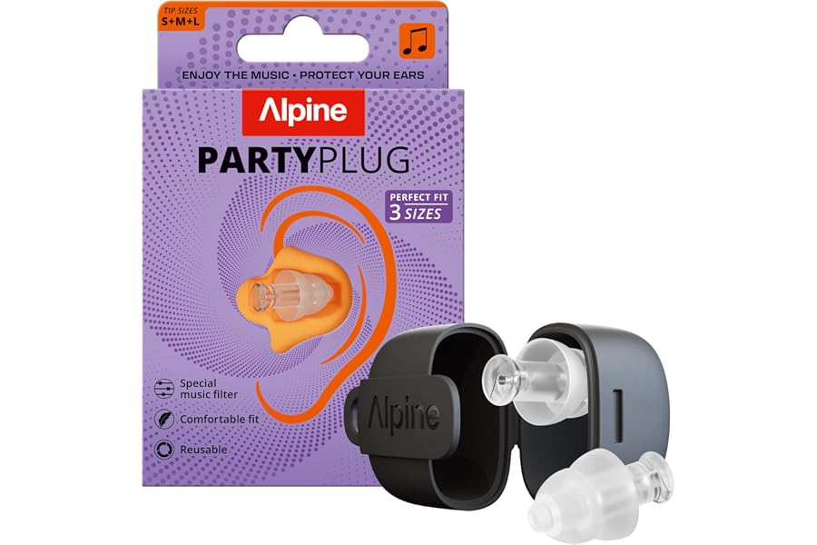 Alpine PartyPlug Gehörschutz Ohrstöpsel für Konzert, Festival, Musik, Party & Disco - Neu und Verbessert - 19dB Lärmschutz - 