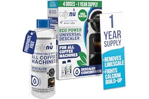 CAFFENU Universal Coffee Machine Descaler Kit 400ml Compatible with Nespresso, Dolce Gusto, Melitta and Gaggia. Removes Limescale and Provides Hotter Coffee. 4 Uses