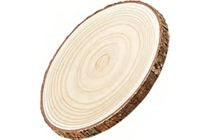 HERZWILD 35-38cm Große Baumscheibe holzscheiben mit Rinde 2cm Untersetzer Holz Log Rustikale Kerzenständer für DIY Basteln (35-38cm/1pcs)