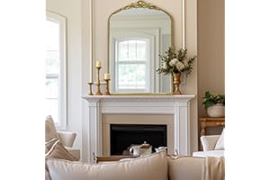 G-LEAF Barock Gold Antik Spiegel, Vintage Wandspiegel mit Bogenform im Barockstil für Badezimmer, Schlafzimmer, Wohnzimmer & Flur Wanddeko, 60cm x 90(H) cm