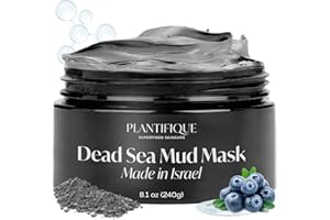 PLANTIFIQUE Dead Sea Mud Mask for Face Care - Natural Body Mud Mask with Hyaluronic Acid for Women and Men - Pore Minimizer Skin Care - Deep Cleanser, Purifying Face Mask for Blackheads, Oily Skin - 240g
