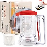 Dough Dispenser 900 ml Crepes Dispenser with Lid and Scale with 100 Pieces Cupcake Paper for Baking Cupcakes Waffles Cupcakes