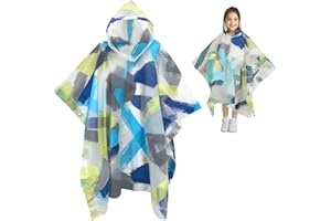 AFFEGIFTS Chubasquero Niño, Reutilizable Poncho Lluvia Niño Ligero Peva Impermeable Capa Lluvia Niña Poncho Portátil para Niños y Niñas Camping, Senderismo, Parques Temáticos, Escalada (8-13 Años de Edad)