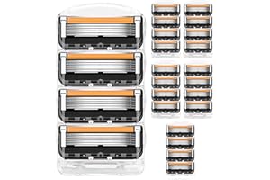 POLETOM 24PCS Men's Razor Blades Compatible with Gillette ProGlide, 5 Layered Razor Blade Refills with Lubrication Strips