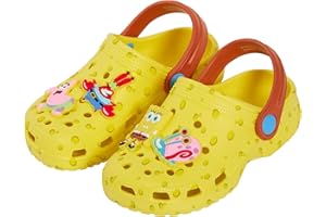 SPONGEBOB SQUAREPANTS Bob l'éponge Squarepants Sabots avec Breloques Sandales pour Enfants curseurs d'été avec Bride à la Cheville Chaussures de Plage de Vacances