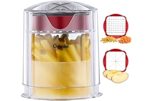GEEDEL Cortador de Patatas, Cortador de Patatas Fritas de Corte Rápido, Cortador de Frutas en Cuña de Fácil Limpieza, Cortador de Manzana para Verduras y Frutas