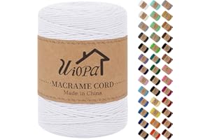 Uiopa Macrame Corda 3mm x 300m Bianco Macramè Filo Corda di Cotone Naturale Spago Colorato Cordino per Borse Uncinetto, Wall Hanging, Decorazioni, Bomboniere Fai da Te, Piante da Appendere