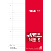 ENRI PLUS 90 g A4 Refill, Pack Guide 0.3 cm with Margin 4 Drills, 100 Sheets