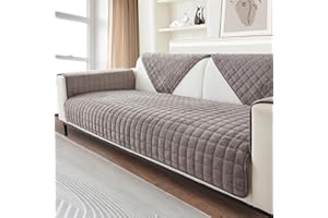 FASCINATDECO Sofa Überzug, Weiche Flanell Sofa Sitzkissenbezug, Sofaschoner rutschfest, Sofabezug 1 2 3 Sitzer Couch überzug für Wohnzimmer, Sofaüberwürf L Form Sofaschutz (Braun,90x70cm)