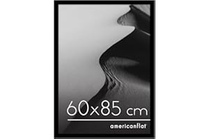 Americanflat Cornice 85x60 cm Nera - Cornice Foto in Legno Multistrato con Vetro Resistente agli Urti e Ganci Integrati - Cornice Plexiglass da Appendere in Verticale o Orizzontale
