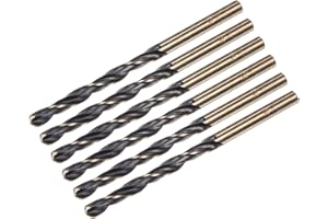 sourcing map 6pcs Jobber Drill Bits 5mm (0.197") Black Nitride & Gold Titanium Coated M2 High Speed Steel (HSS) Twist Drill Bits for Stainless Steel Aluminum Alloy Metal