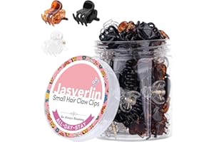 JASVERLIN Small Hair Clips, Black Brown Clear Mini Claw Clips for Women Girls Fine Thin Thick Hair, Durable Clamps Jaw Styling Accessories 3 Colors 51Pcs (Daily Color)