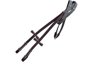 EXIONPRO Exion Rênes en caoutchouc doublées à quatre rangées avec 7 bouchons à main et boucles en acier inoxydable | Rênes anglaises pour chevaux | Rênes de dressage