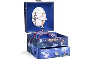 Jewelkeeper - Joyero musical de niña con una bailarina y un cajón extraíble, diseño con brillo - Melodía del Lago de los Cisnes