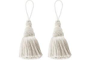 Fenghuangwu Colorful Tassel Key Tassel DIY Accessories for Curtain and Home Decoration-beige-2PCS