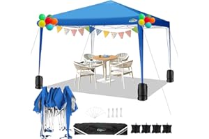 ‎COBIZI COBIZI Pavillon 3x3m Wasserdicht Pop Up Pavillon 3x3 faltbar Faltpavillon Gartenpavillon Partyzelt Faltzelt 3x3 höhenverstellbar Bierzelt mit 4 Sandsack（Blau