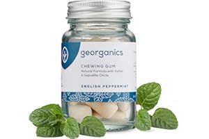 Georganics Peppermint Chewing Gum - 30 Pieces - Cool & Refreshing Flavour - Gentle on Sensitive Teeth - Sugar Free - Ideal for Daily Usage - Natural Ingredients