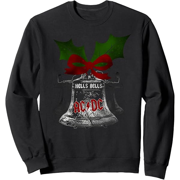 AC/DC Hells Bells Christmas Sweatshirt – Black, Unisex, Official Band Merch