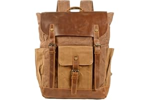 FANDARE Mochilas de Marcha Mochila Hombre Macutos de Senderismo Lienzo Mujeres Mochila Vintage de Lona Mochilas de Ciclismo Mochila Trekking al Aire Libre Viaje Excursionismo DaypacksMarrón