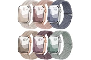 Joehwerr 6 Pack Braided Strap Compatible with Apple Watch Straps 41mm 45mm 46mm 49mm 44mm 40mm 42mm 38mm for Men Women, Elastic Braided Strap Band for iWatch Ultra 2, Series 10 9 8 7 6 5 4 3 2 1 SE
