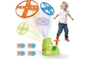 OMWay Kids Outdoor Garden Toys for 3+ Year Olds, Flying Disc Launcher Toy with 32 Disc for Boys Age 3 4 5, Easter Birthday for Kids 4-7, Fun Garden Games Autism Toy