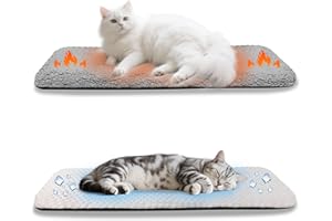 pet prime Cat Windowsill Mat, Cat Window Sill Bed with Two Non-Slip Removable Washable Covers (One Soft Warm Cover and One Cool Feeling Cover 90 x 28 cm Grey