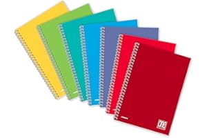 Blasetti One Color - Quaderno con spirale laterale formato A4 con fori archiviazione, Confezione da 5 pezzi, Carta 80gr, Copertina in cartoncino monocromatica - Rigatura 1R (Righe)